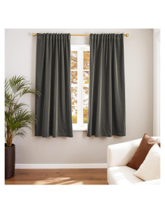 Cortinas Blackout Lazzzy Terciopelo Aislantes 106.68x160 cm Gris