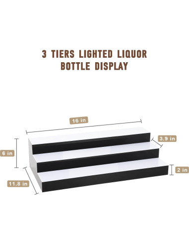 Exhibidor de Botellas de Licor LED FAHKNS 3 Niveles 40.64 cm