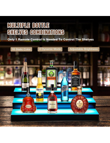 Exhibidor de Botellas de Licor LED FAHKNS 3 Niveles 40.64 cm