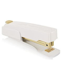 Grapadora Vintage Swingline Blanca y Dorada, 20 Hojas, Metal