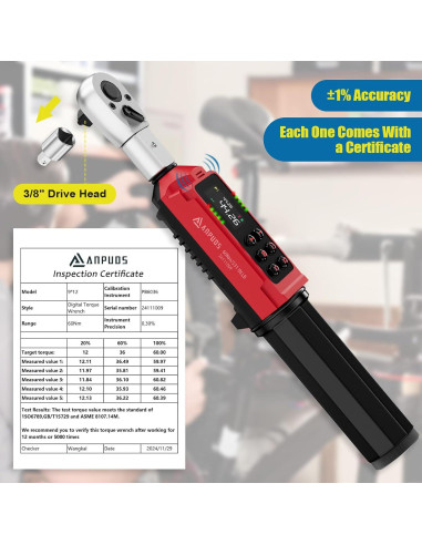 Llave de Torque Digital ANPUDS 0.9-60 Nm Ajustable 3/8"