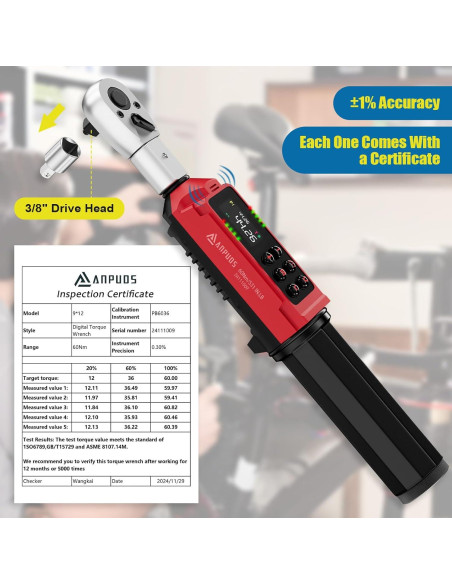 Llave de Torque Digital ANPUDS 0.9-60 Nm Ajustable 3/8"