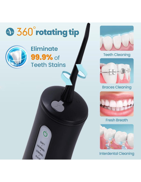 Irrigador Dental Inalámbrico KIDSCOTER Negro 4 Modos 200ml