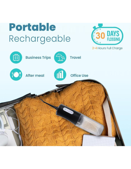 Irrigador Dental Inalámbrico KIDSCOTER Negro 4 Modos 200ml