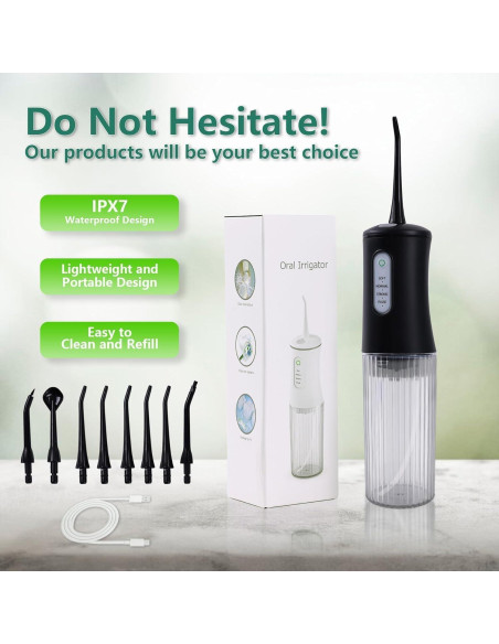Irrigador Dental Inalámbrico KIDSCOTER Negro 4 Modos 200ml