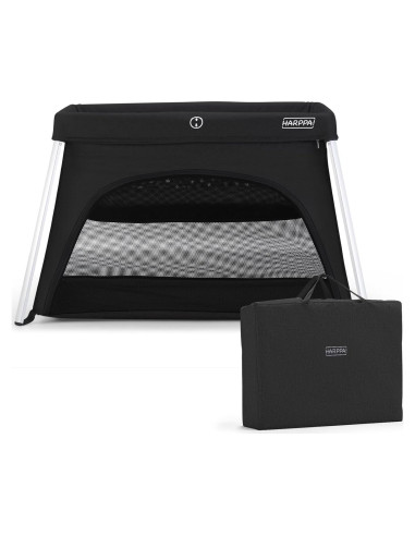 Cuna de viaje HARPPA 3 en 1 portátil negra, plegable y ligera