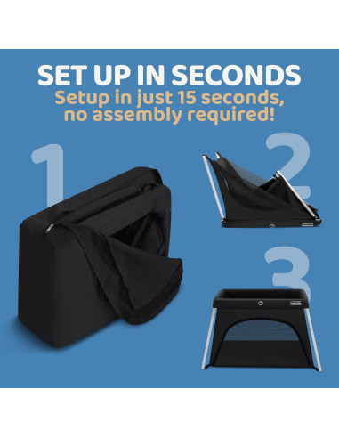 Cuna de viaje HARPPA 3 en 1 portátil negra, plegable y ligera