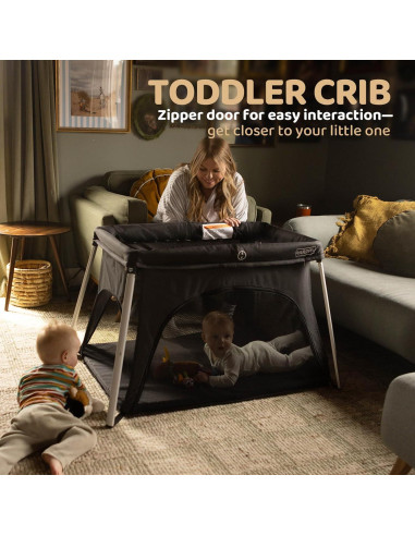 Cuna de viaje HARPPA 3 en 1 portátil negra, plegable y ligera