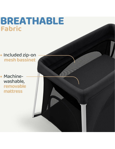 Cuna de viaje HARPPA 3 en 1 portátil negra, plegable y ligera