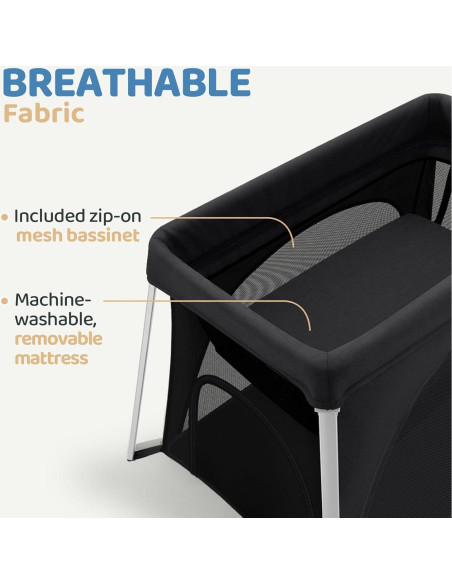 Cuna de viaje HARPPA 3 en 1 portátil negra, plegable y ligera