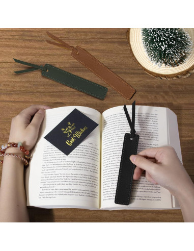 Marcadores de Piel PU MIXVOVA, 6 Pcs, 19.5 cm, Oscuro Retro