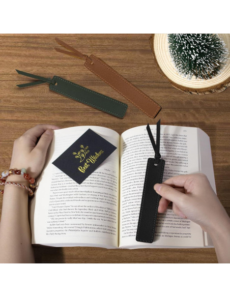 Marcadores de Piel PU MIXVOVA, 6 Pcs, 19.5 cm, Oscuro Retro