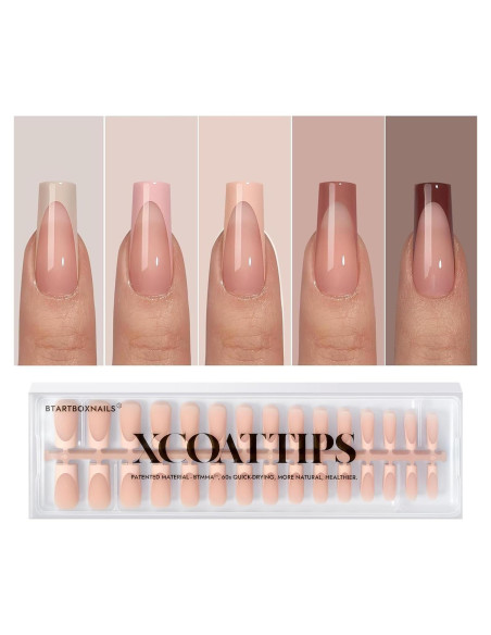 Uñas Postizas BTArtboxnails Cuadradas Largas Francés Gel Suave