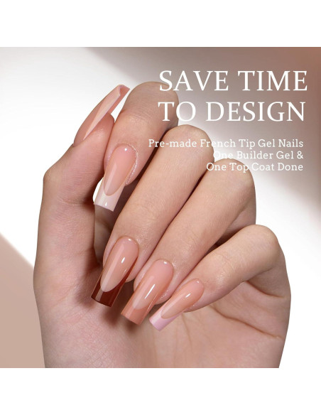 Uñas Postizas BTArtboxnails Cuadradas Largas Francés Gel Suave