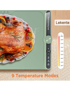 Alfombrilla Calentadora de Comida Lekente 330W Verde 9 Niveles 2