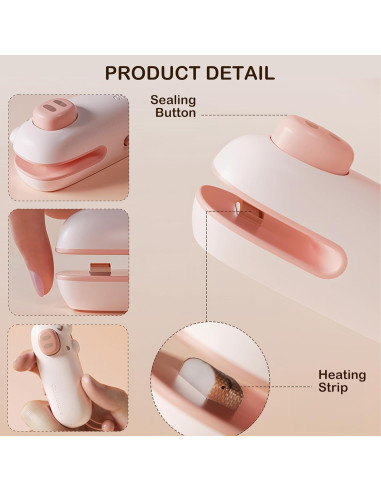 Mini Sello de Bolsas Melisandex Rosa Recargable Tipo-C