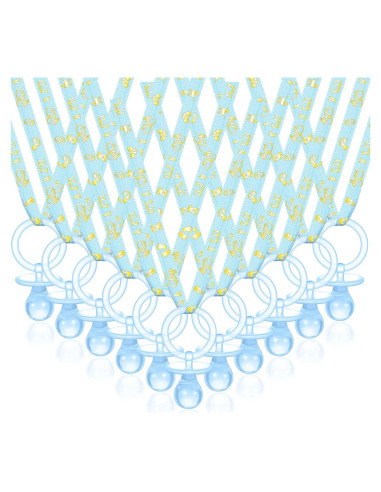 Collares de Chupetes Baby Shower Junkin 60 Piezas Azul Dorado