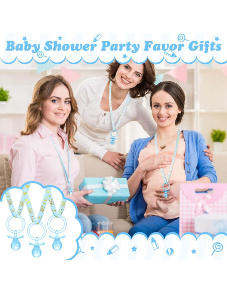 Collares de Chupetes Baby Shower Junkin 60 Piezas Azul Dorado