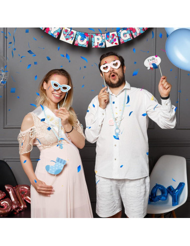 Collares de Chupetes Baby Shower Junkin 60 Piezas Azul Dorado