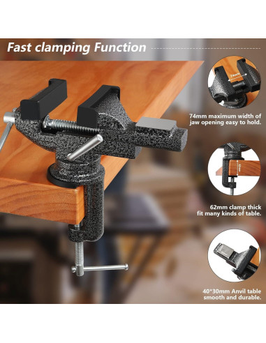 Prensa Universal GOXAWEE 80 mm con Base Giratoria 360