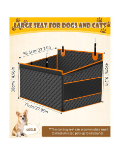 Asiento de Coche para Perros EPN Grande Negro Impermeable 2