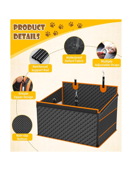 Asiento de Coche para Perros EPN Grande Negro Impermeable