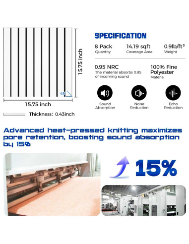 Paquete de 8 Paneles Aislantes de Sonido QDVDQ 40 x 40 cm