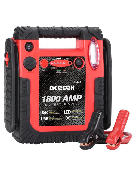 Arrancador de Coche Acetek HH745 1800A 20000mAh con Luz LED
