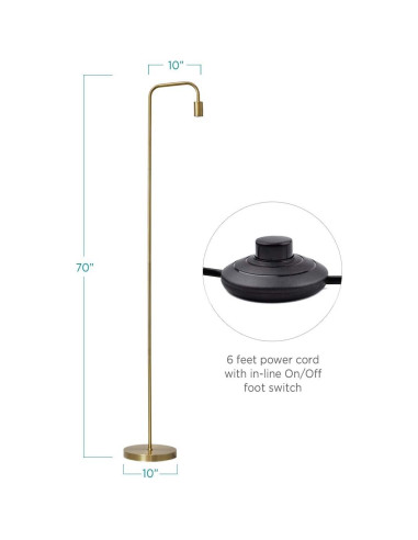 Lámpara de Pie Industrial O'Bright Dorado 70" Minimalista