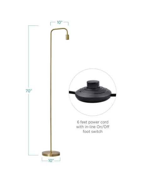 Lámpara de Pie Industrial O'Bright Dorado 70" Minimalista