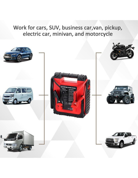 Arrancador de Coche Acetek HH745 1800A 20000mAh con Luz LED