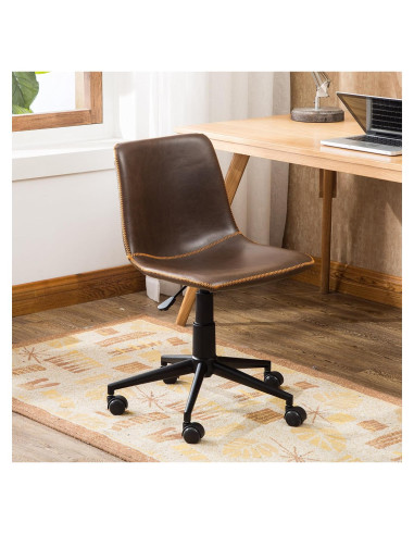 Silla de Oficina Roundhill Furniture Cesena 360 Ajustable Cuero Sintético Marrón