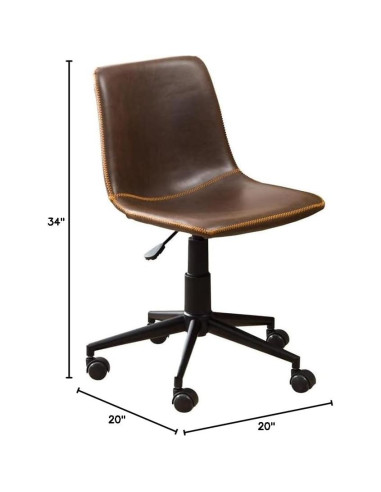 Silla de Oficina Roundhill Furniture Cesena 360 Ajustable Cuero Sintético Marrón
