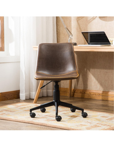 Silla de Oficina Roundhill Furniture Cesena 360 Ajustable Cuero Sintético Marrón