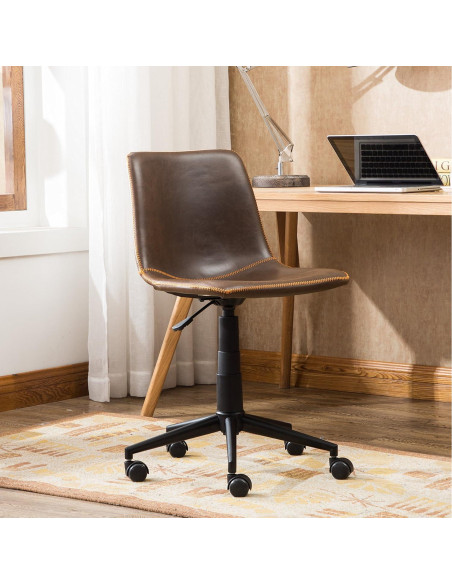 Silla de Oficina Roundhill Furniture Cesena 360 Ajustable Cuero Sintético Marrón