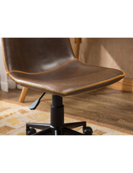 Silla de Oficina Roundhill Furniture Cesena 360 Ajustable Cuero Sintético Marrón