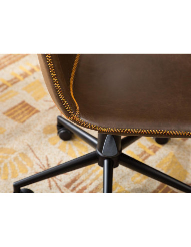 Silla de Oficina Roundhill Furniture Cesena 360 Ajustable Cuero Sintético Marrón