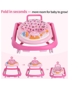 Andador Plegable para Bebés Rosa | 9 Alturas Ajustables y Centro de Actividades 2
