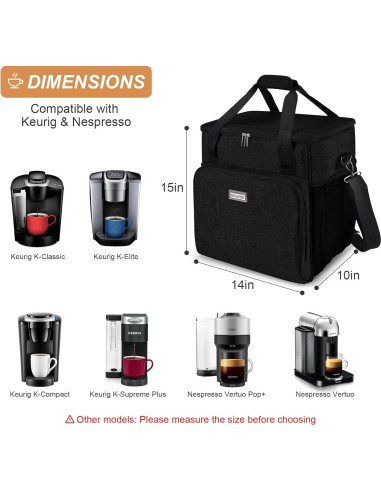 Bolsa de Viaje para Cafetera BAGLHER Mediana Negra Compatible Keurig
