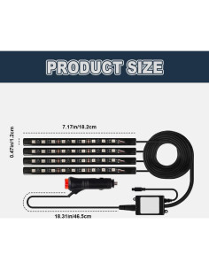 Luces LED de tira QZTYTY para coche inteligente 12V multicolor 2