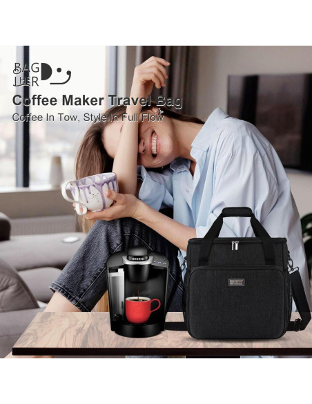 Bolsa de Viaje para Cafetera BAGLHER Mediana Negra Compatible Keurig