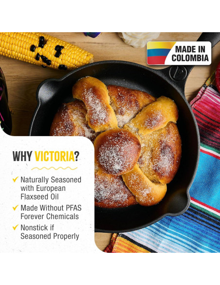 Sartén de Hierro Fundido Victoria 25 cm Catrina Día de Muertos