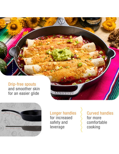 Sartén de Hierro Fundido Victoria 25 cm Catrina Día de Muertos