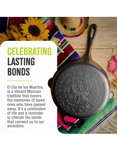Sartén de Hierro Fundido Victoria 25 cm Catrina Día de Muertos