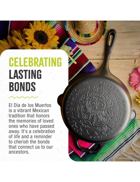 Sartén de Hierro Fundido Victoria 25 cm Catrina Día de Muertos
