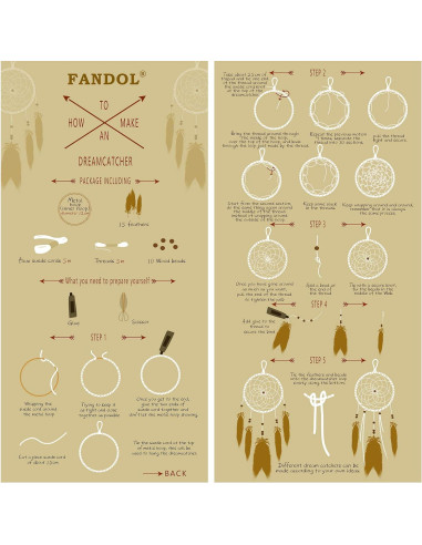 Kit de Atrapasueños DIY FANDOL 12cm con Plumas e Instrucciones