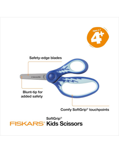 Tijeras Fiskars SoftGrip 13.3 cm Punta Roma para Niños