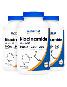 Nutricost Niacinamida 500mg - 240 Cápsulas (3 Botellas)