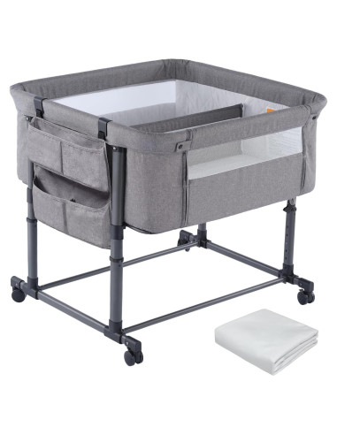 Cuna Gemelar MTWML Ajustable 0-6 Meses Gris Oscuro