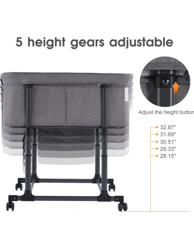 Cuna Gemelar MTWML Ajustable 0-6 Meses Gris Oscuro